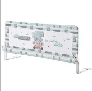 GUIMO 150 CM Yatak Bariyeri Hello World Fil Desen Mavi