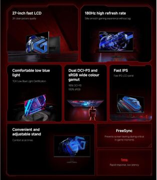 Xiaomi 2K Gaming Monitör G27Qİ EU 1 Ms Ful Hd 180 Hz