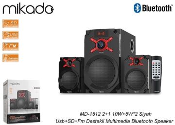 Mikado MD-1512 2+1 10W+5W*2 Siyah Usb+SD+Fm Destekli Multimedia Bluetooth Speaker
