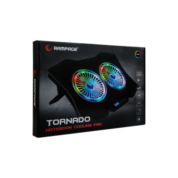 Rampage AD-RC9 TORNADO Siyah 115 -115 -15mm (2 adet)Fanlı 10''-18'' RGB Işıklı Notebook Soğutucu Stand