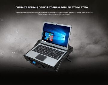 Rampage AD-RC9 TORNADO Siyah 115 -115 -15mm (2 adet)Fanlı 10''-18'' RGB Işıklı Notebook Soğutucu Stand