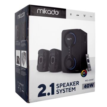 Mikado MD-221BT 2+1 40W Siyah Usb+Tf Cart+FM+Bluetootk Speaker