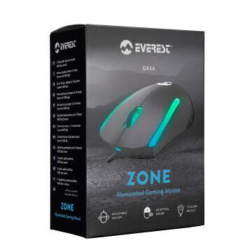 Everest GX56 ZONE Usb Siyah 3D Optik Led Mouse