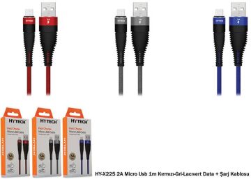 Hytech HY-X225 3A Micro Usb 1m Lacivert Data + Sarj Kablosu