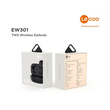 Lenovo Lecoo EW301 Kablosuz Tws Siyah Mikrofonlu Kulak İçi Kulaklık