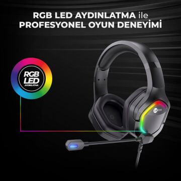 Lenovo Lecoo HT403 USB Kulak Üstü Rgb Led Aydınlatmalı Siyah Kablolu Gaming Kulaklık