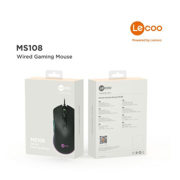 Lenovo Lecoo MS108 6400 DPI 7 Tuşlu Kablolu Rgb Led Aydınlatmalı Siyah Gaming Mouse