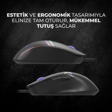 Lenovo Lecoo MS106 3200 DPI 7 Tuşlu Kablolu Rgb Led Aydınlatmalı Siyah Gaming Mouse