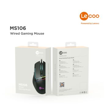 Lenovo Lecoo MS106 3200 DPI 7 Tuşlu Kablolu Rgb Led Aydınlatmalı Siyah Gaming Mouse