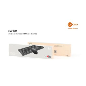 Lenovo Lecoo KW201 Kablosuz Türkçe Siyah Q Klavye & Mouse Set