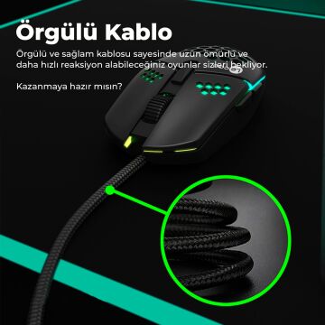 Lenovo Lecoo MS105 3200 DPI 6 Tuşlu Kablolu Rgb Led Aydınlatmalı Siyah Gaming Mouse