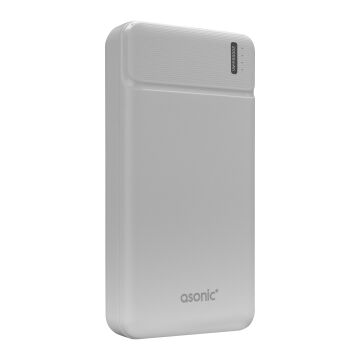 Asonic AS-P20 20000mAh 2*USB Output Powerbank Beyaz Taşınabilir Pil Şarj Cihazı