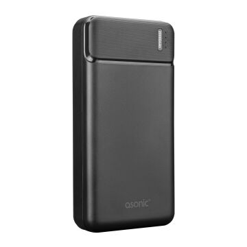 Asonic AS-P20 20000mAh 2*USB Output Powerbank Siyah Taşınabilir Pil Şarj Cihazı