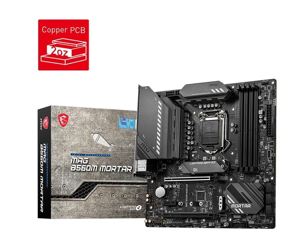 MSI MAG B560M MORTAR SOKET 1200 DDR4 5066 (OC) HDMI,DP PCI-E Gen 4 ,M.2 USB3.2 1x 2.5G LAN