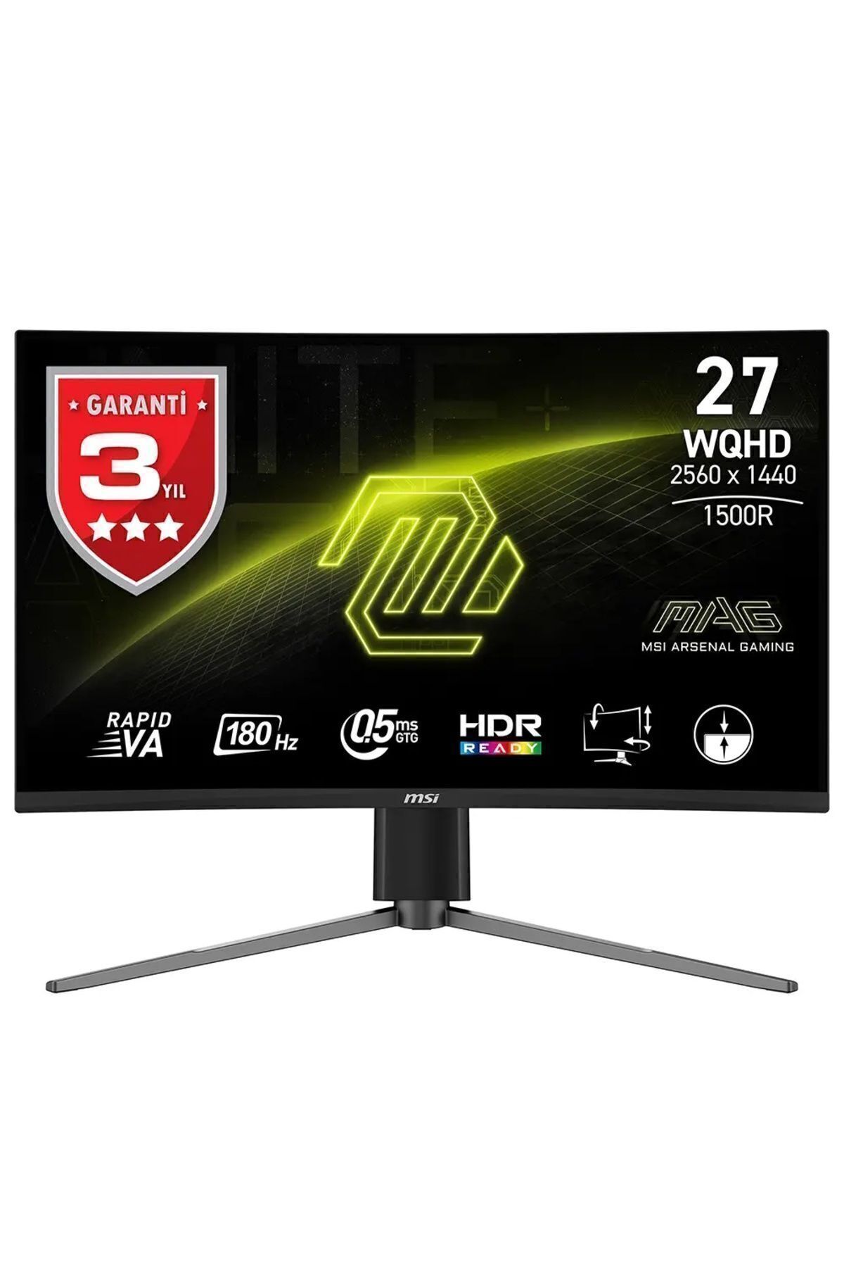 MSI 27 MAG 27CQ6PF 2560x1440 (WQHD) 16:9 CURVE 1500R RAPID VA 180HZ 0.5MS FREESYNC GAMING MONITOR