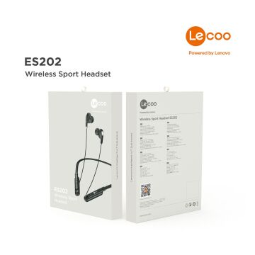 Lenovo Lecoo ES202 Boyun Bantlı Kablosuz Siyah Mikrofonlu Kulak İçi Kulaklık