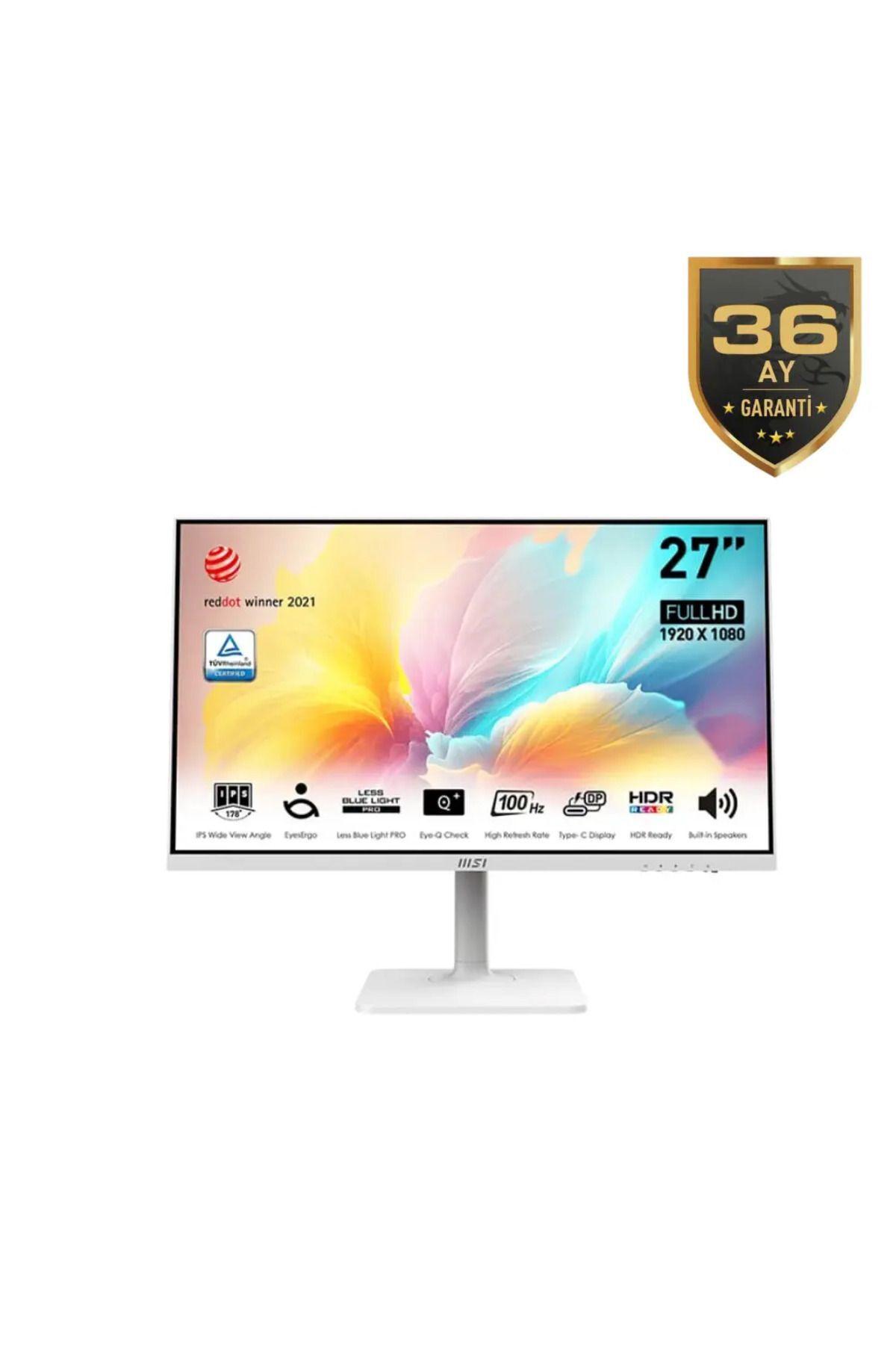 MSI 27 MODERN MD2712PW 1920x1080 (FHD) 16:9 FLAT IPS 100HZ 1MS ADAPTIVE-SYNC PIVOT BEYAZ TYPE-C MONITOR